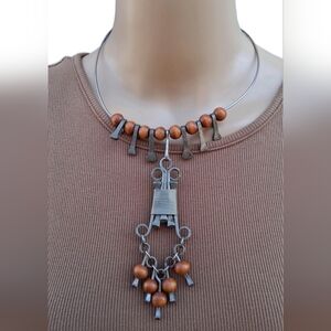 Rare Vintage Brutalist Horseshoe Nail Necklace - Hand Forged Studio Art